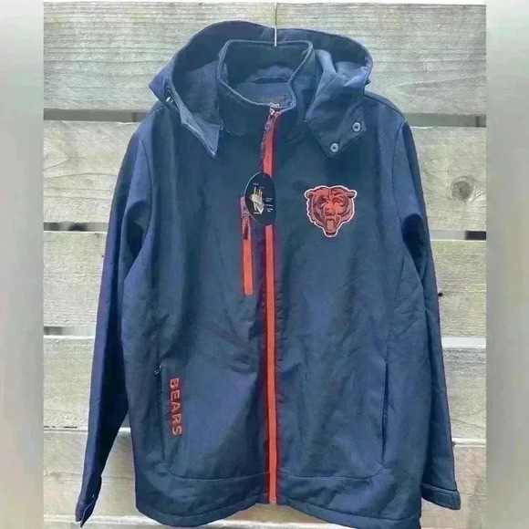 $150 Chicago Bears NFL Football Hooded Jacket Soft Shell Coat Large Gorpcore - Picture 1 of 6